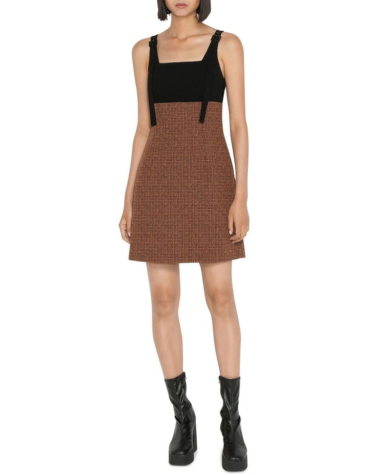 Crosshatch Boucle Square Neck Dress Rust