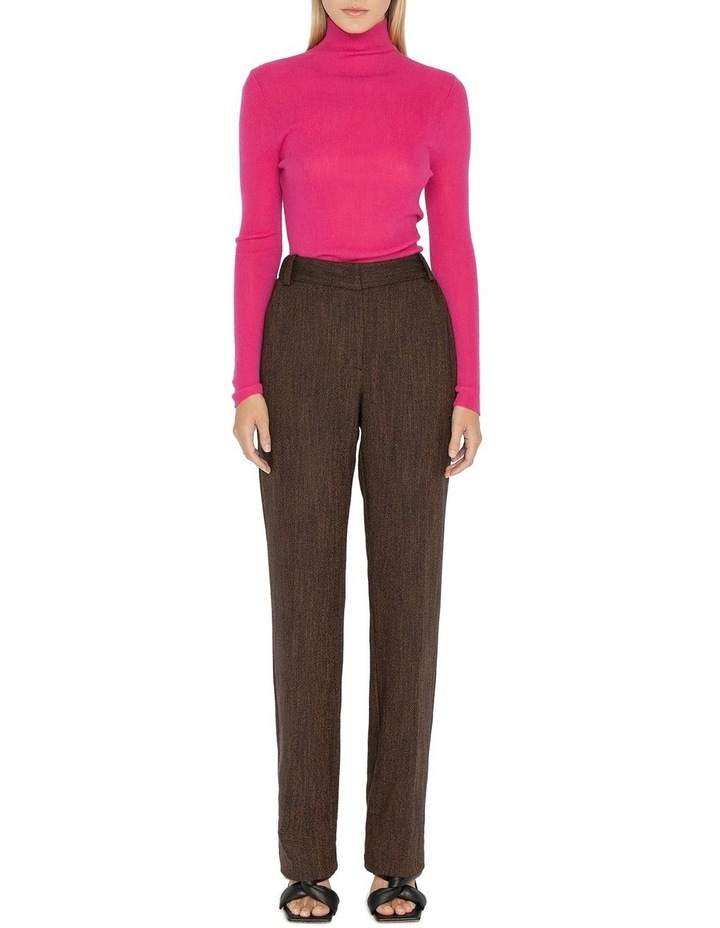 Herringbone Tweed Straight Leg Pant Espresso