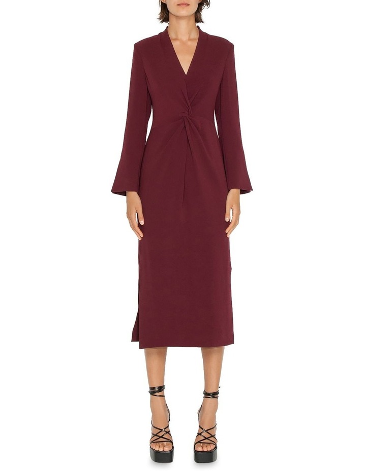 Twist Front Midi Dress Dark Berry