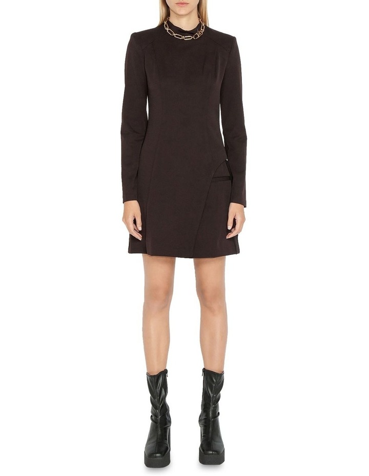 Asymmetric Mini Dress in Brown