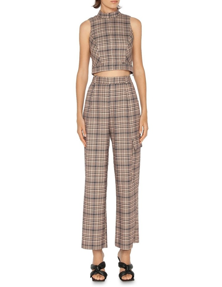 Zig Zag Check Wide Leg Pant in Plum