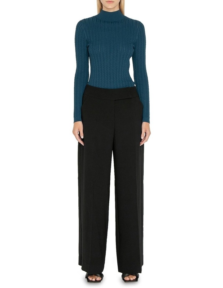 Buckle Waist Wide Leg Pant Black