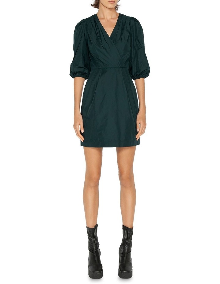 Taffeta Puff Sleeve Dress in Green