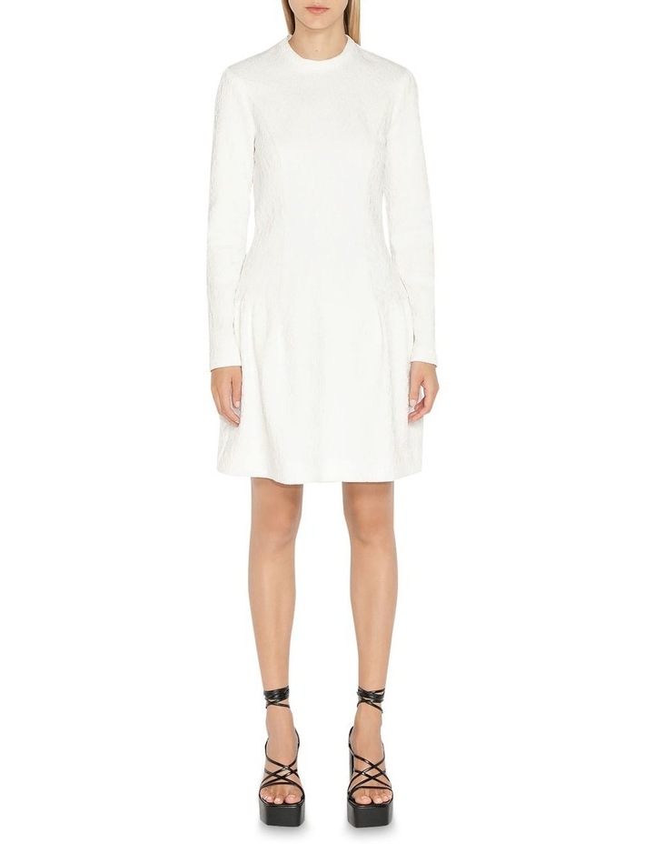 Cotton Cloque Drop Waist Dress White