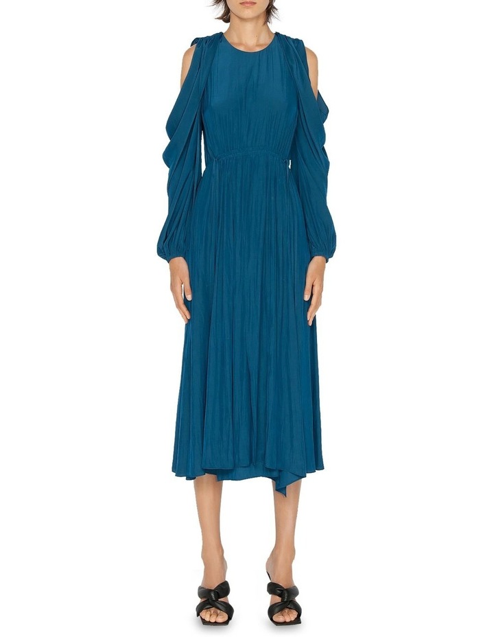 Satin Cowl Sleeve Dress in Teal