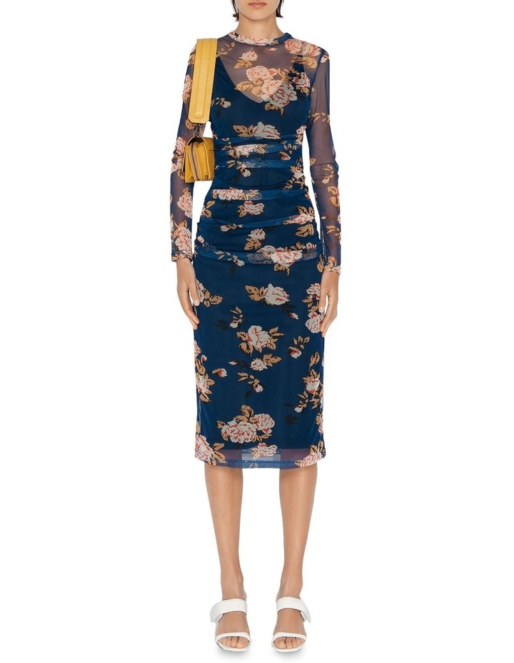 Floral Blue Mesh Dress in Multi