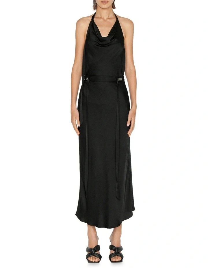 Satin Bias Skirt in Black image 1