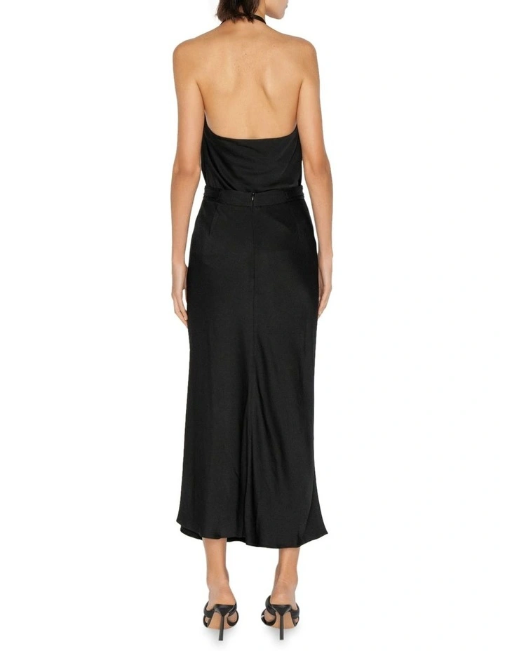 Satin Bias Skirt in Black image 2