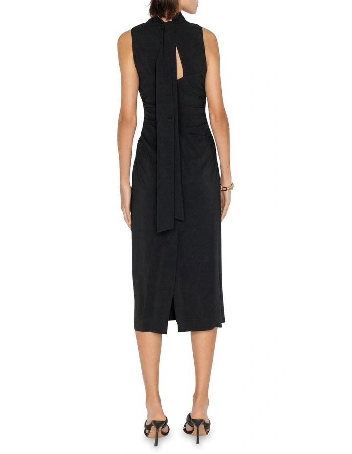 Ruched Waist Dress in Black image 5