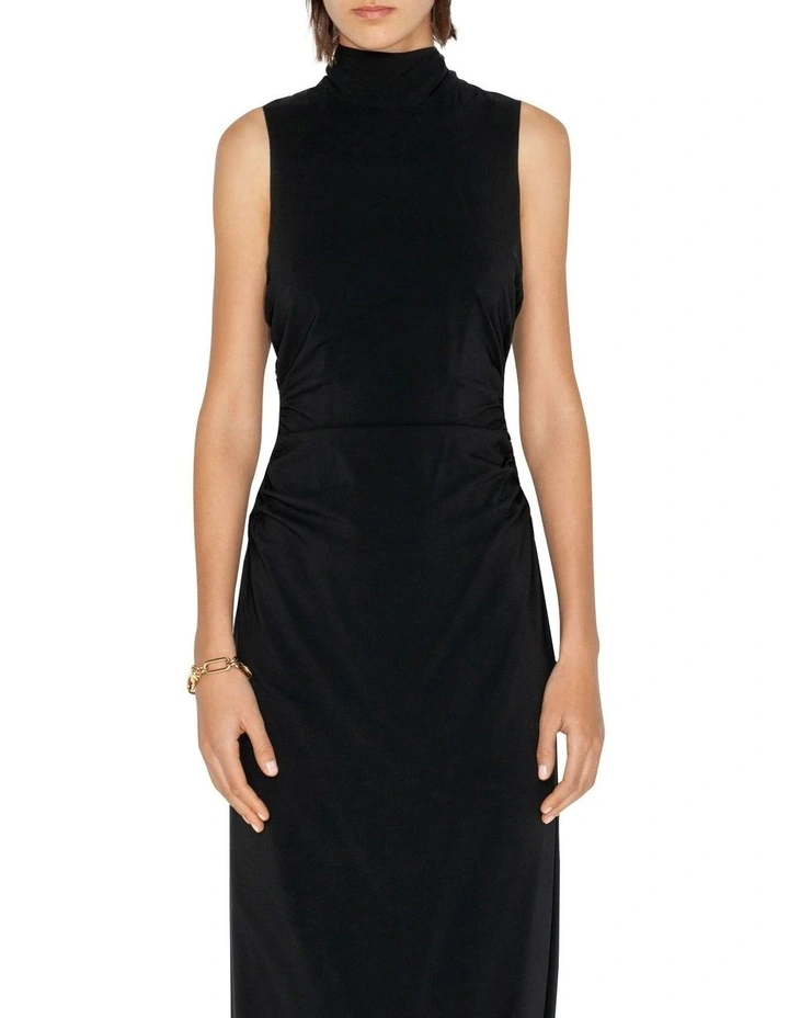 Ruched Waist Dress in Black image 6