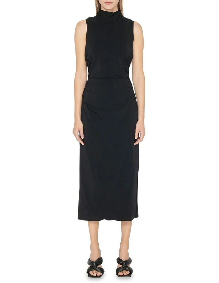 Ruched Waist Dress in Black image 7