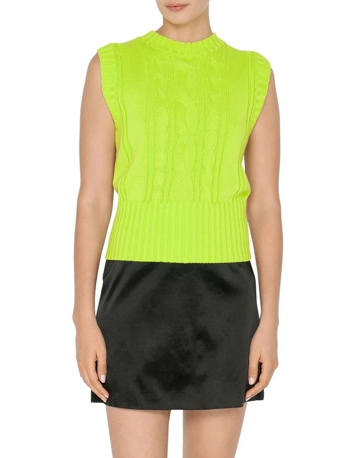 Cable Knit Vest in Lime Green image 3