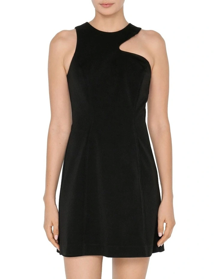 Cut Away Mini Dress in Black image 3
