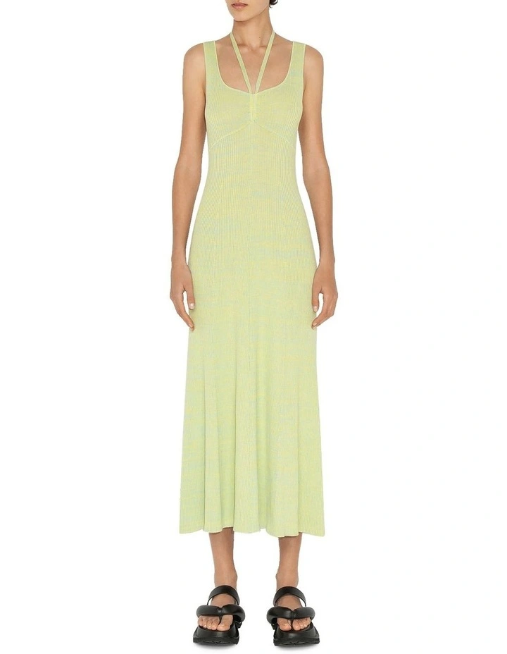 Halter Neck Knit Dress in Mint image 1