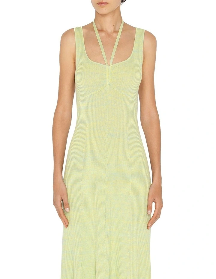 Halter Neck Knit Dress in Mint image 3