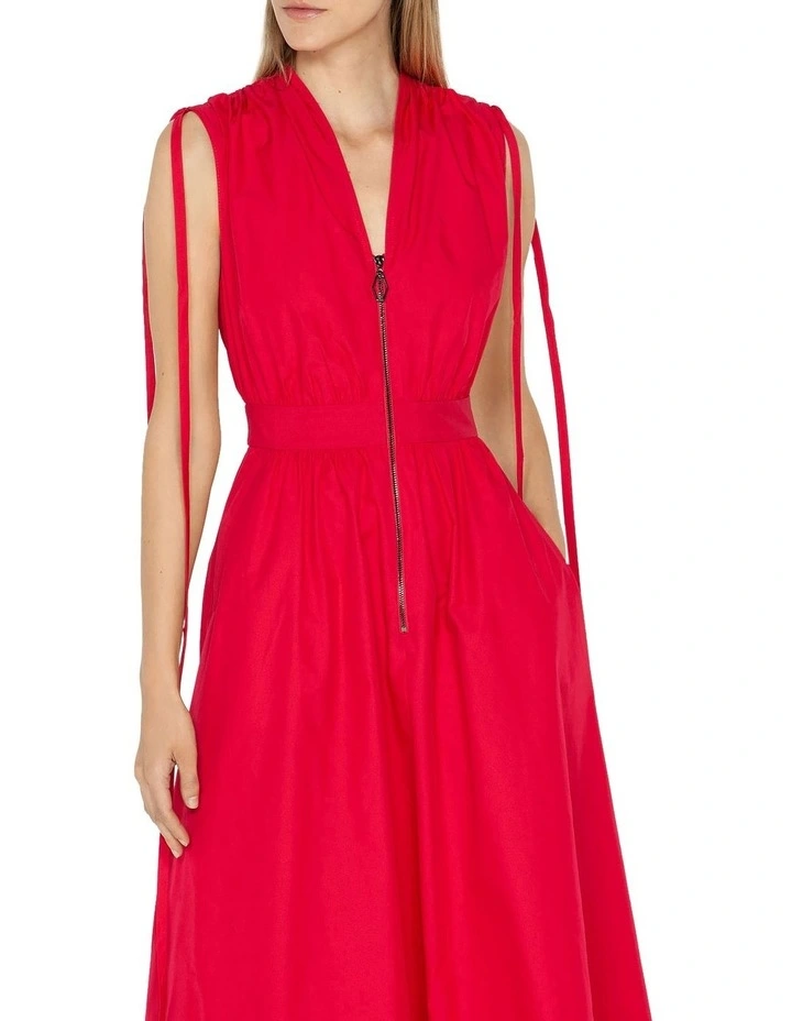 Gathered Tech Maxi Dress in Hot Pink image 3