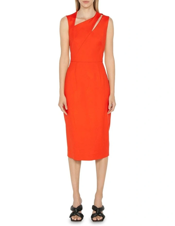 Asymmetric Pencil Dress in Orange image 1