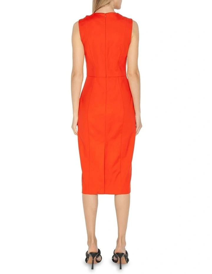 Asymmetric Pencil Dress in Orange image 2