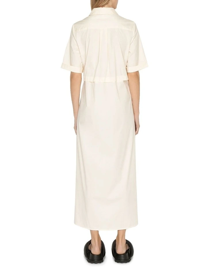 Cotton Nylon Deconstructed Shirt Dress in Ecru image 2