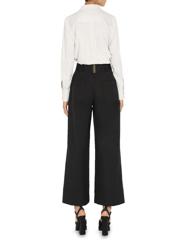 Twill Wide Leg Pant in Black image 2