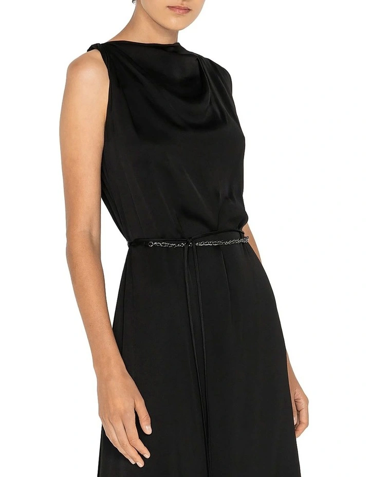 Viscose Twist Shoulder Dress in Black image 3