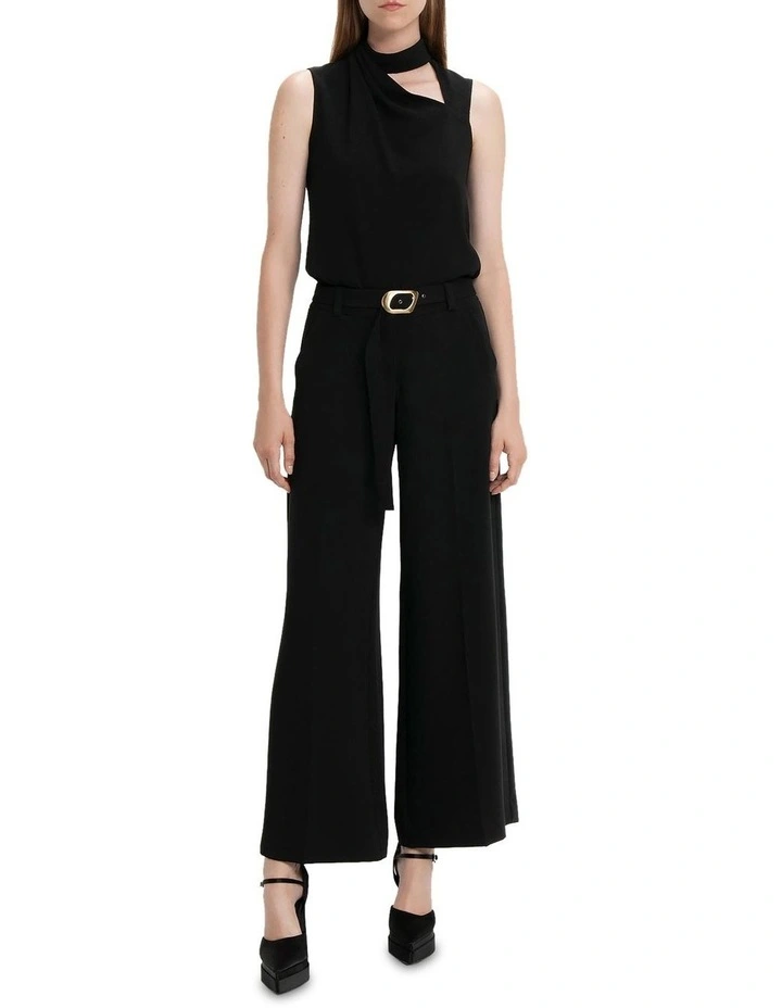 Crepe Wide Leg Pant in Black image 1