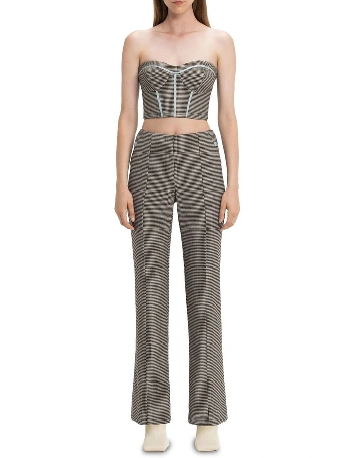 Houndstooth Tailored Flare in Brown Multi image 1
