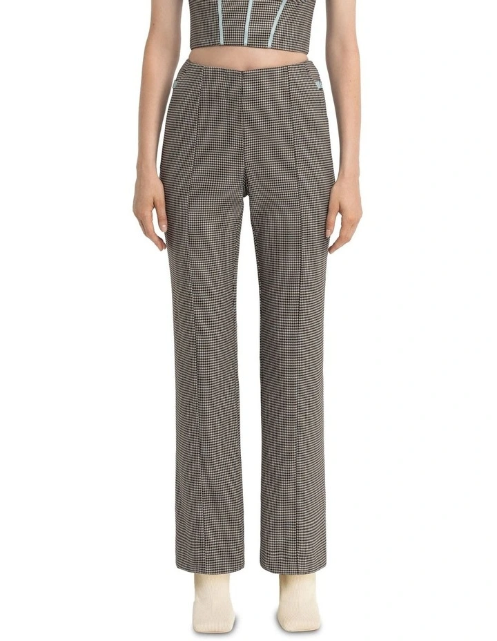 Houndstooth Tailored Flare in Brown Multi image 3