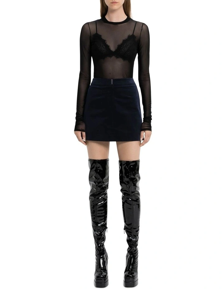 Midnight Velvet Mini Skirt in Blue image 1