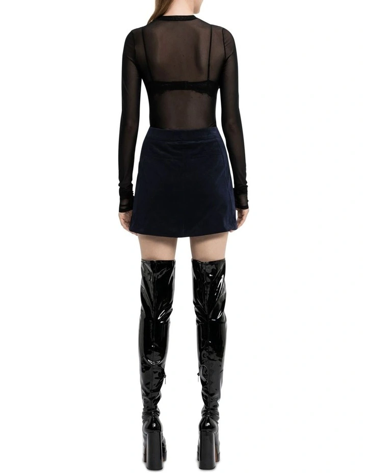 Midnight Velvet Mini Skirt in Blue image 2