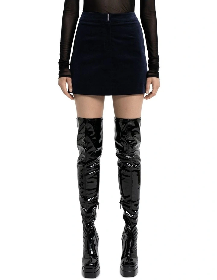Midnight Velvet Mini Skirt in Blue image 3