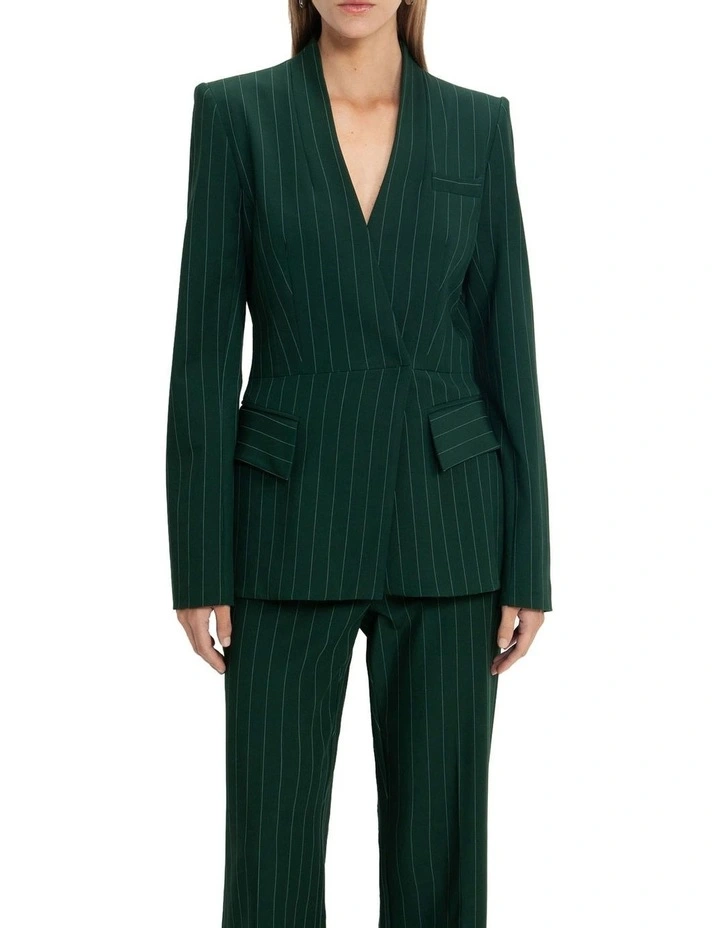 Pinstripe Blazer in Green image 3
