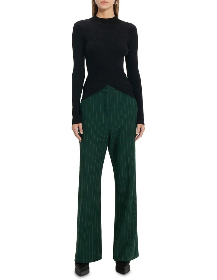 Pinstripe Wide Leg Pant in Green image 1