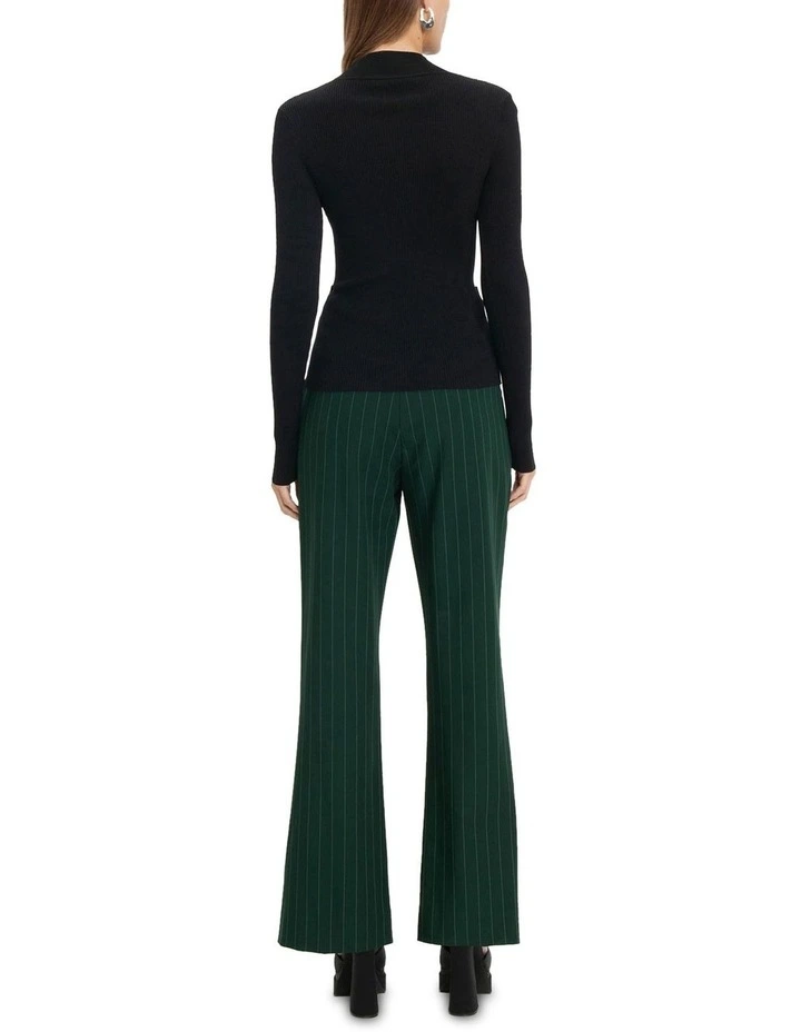 Pinstripe Wide Leg Pant in Green image 2