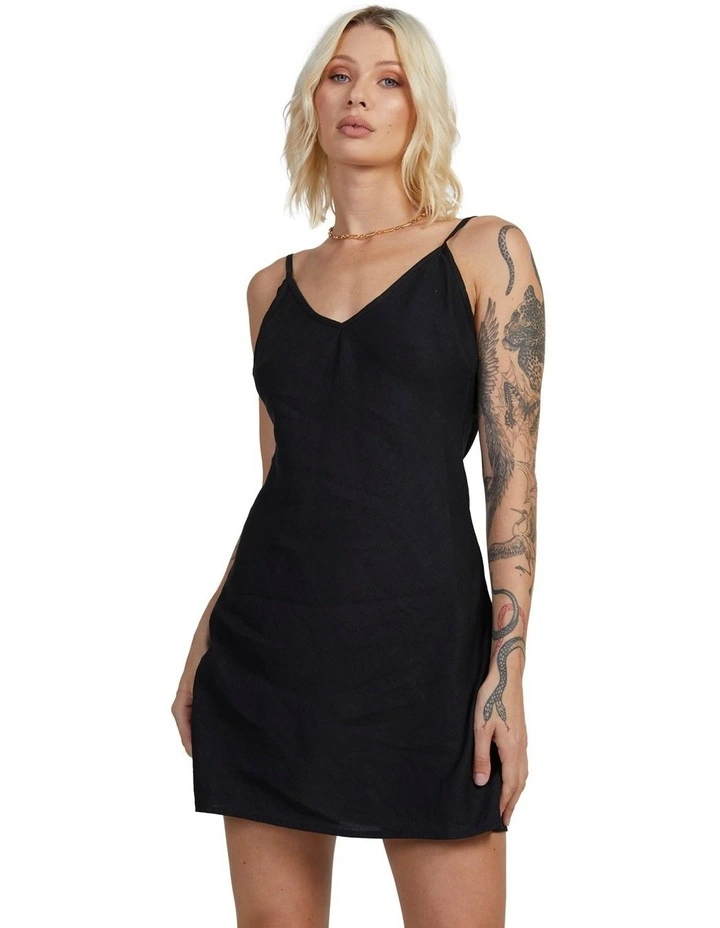 Off Duty Bias Mini Dress in Black image 1