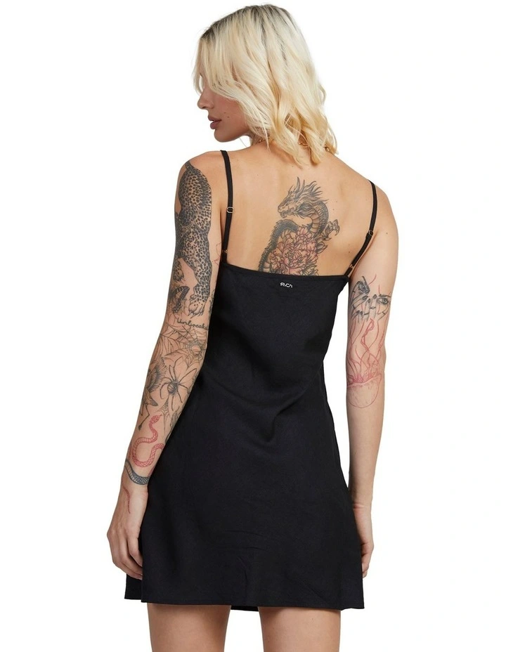 Off Duty Bias Mini Dress in Black image 2
