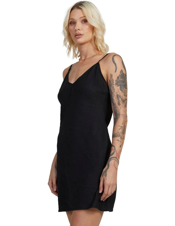 Off Duty Bias Mini Dress in Black image 3
