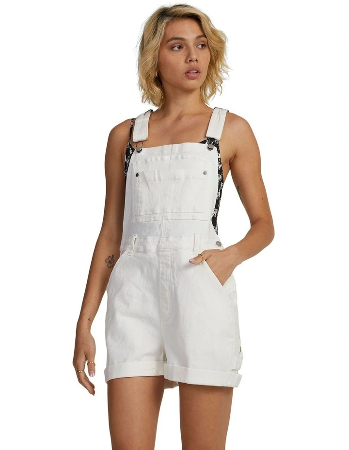 Denim Sloucher Overalls in Vintage White image 1