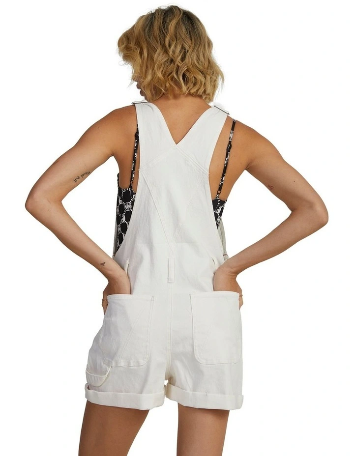 Denim Sloucher Overalls in Vintage White image 2