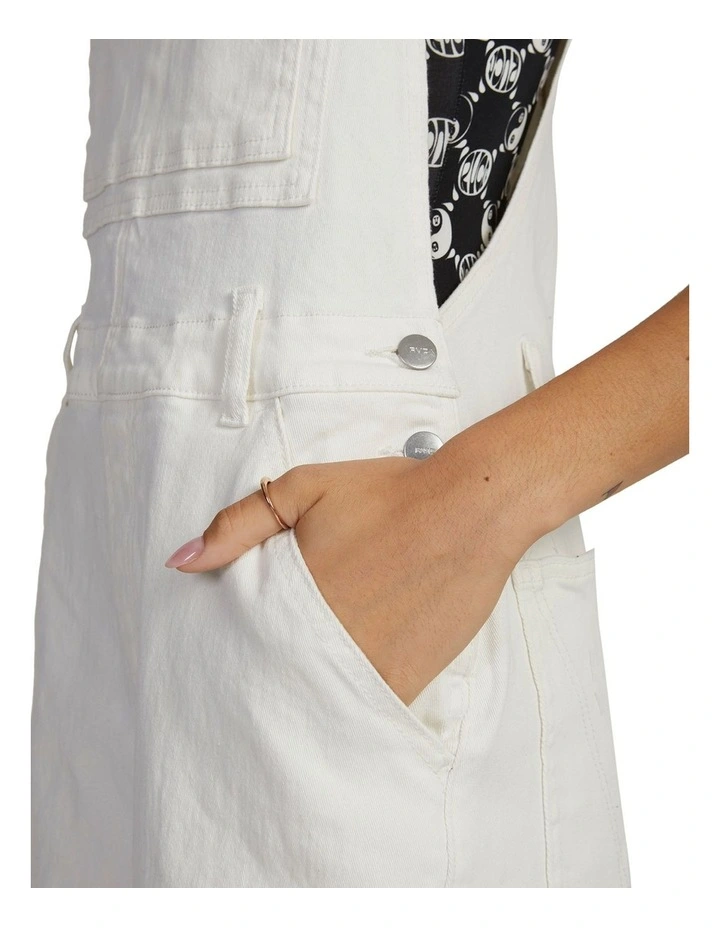 Denim Sloucher Overalls in Vintage White image 4