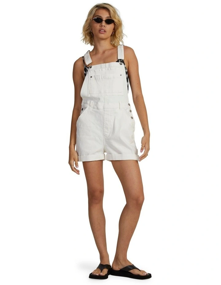 Denim Sloucher Overalls in Vintage White image 5