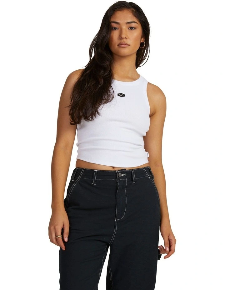 Badge Staple Tank in White image 1
