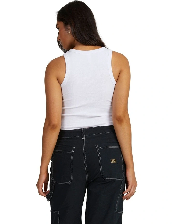 Badge Staple Tank in White image 2