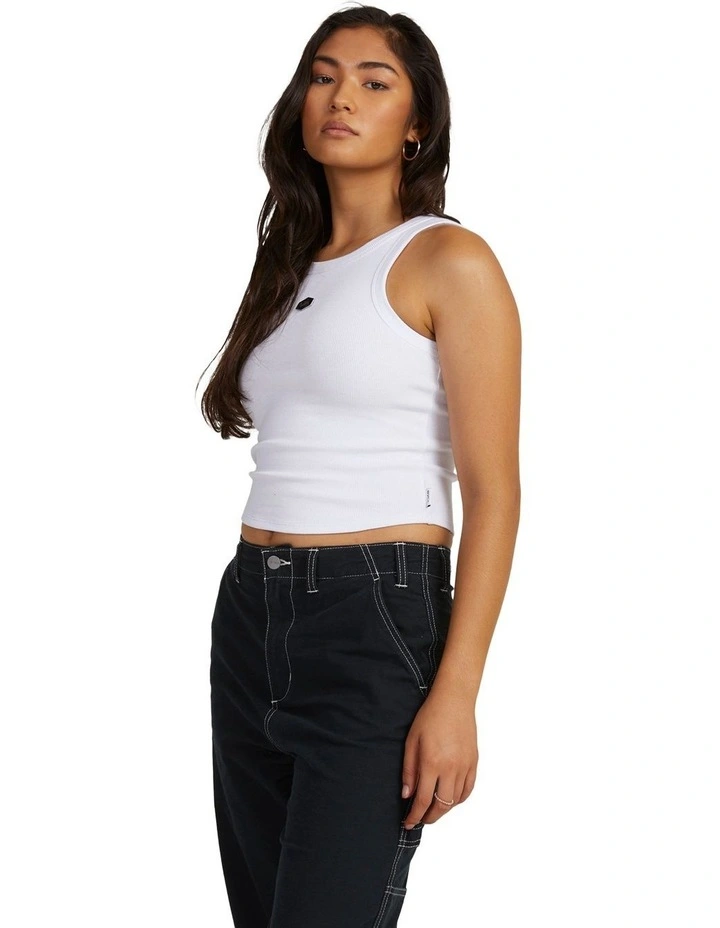 Badge Staple Tank in White image 3