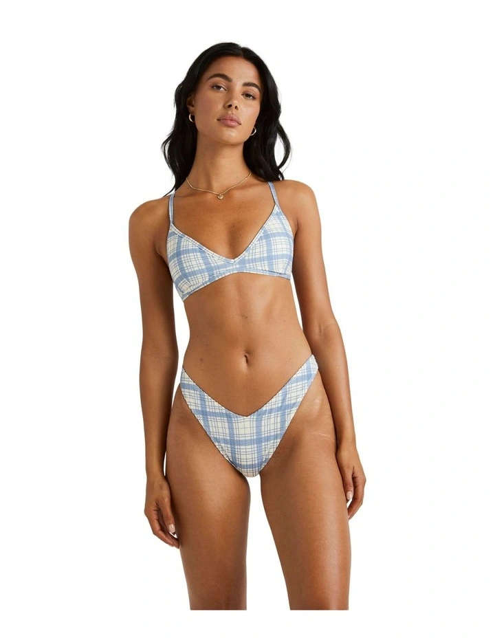 Vintage Plaid Tri Crossback Bikini Top in Coronet Blue image 1