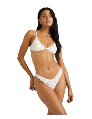 Ditsy Rib Medium French Bikini Bottoms in Whisper White