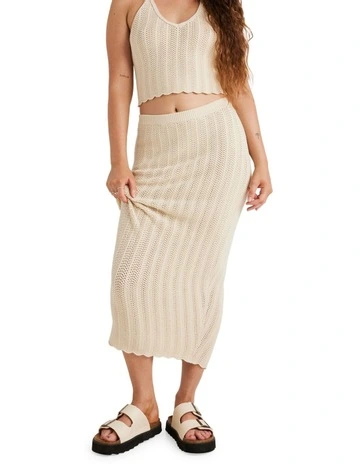 Crochet Midi Skirt in White