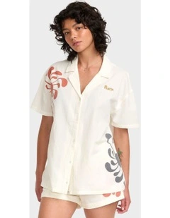 Lauryn Button Up Top in Natural