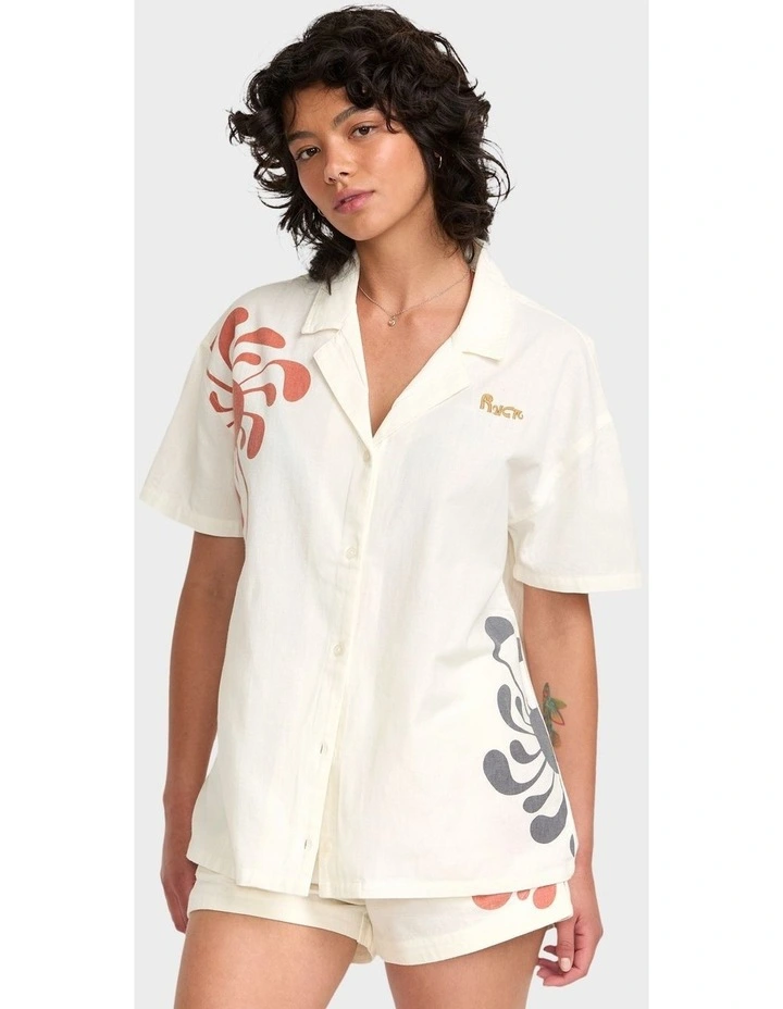 Lauryn Button Up Top in Natural image 1