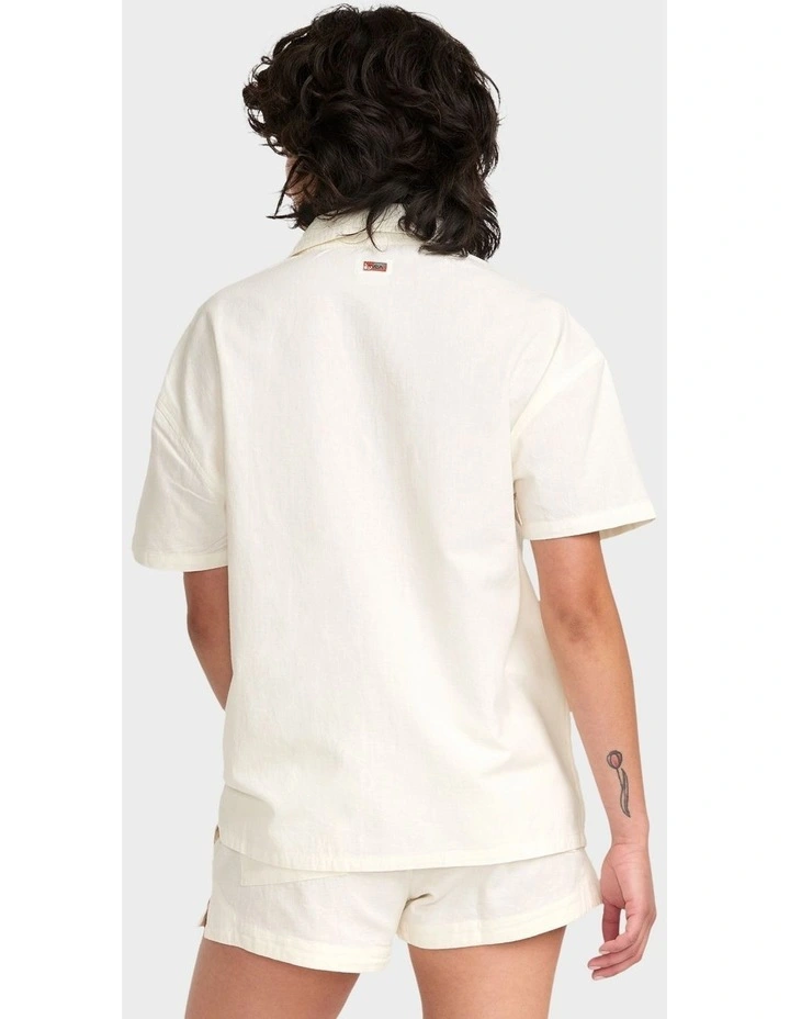 Lauryn Button Up Top in Natural image 2